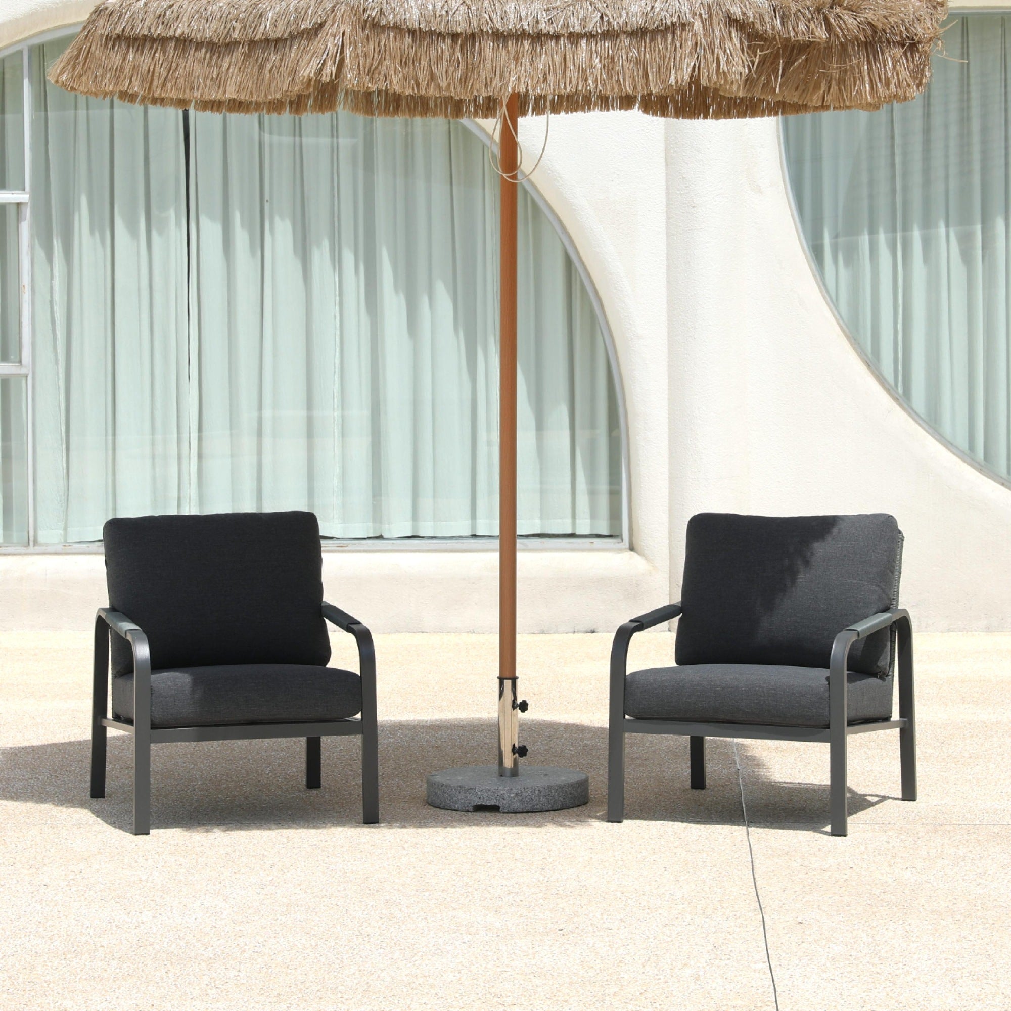 Aluminum Outdoor 2-Piece Sofa Set – Patio Armchairs with Washable Cushions, All-Weather Outdoor Furniture for Balcony, Patio, and Terrace (Beige) (Grey, 2 Pcs Single Sofa)