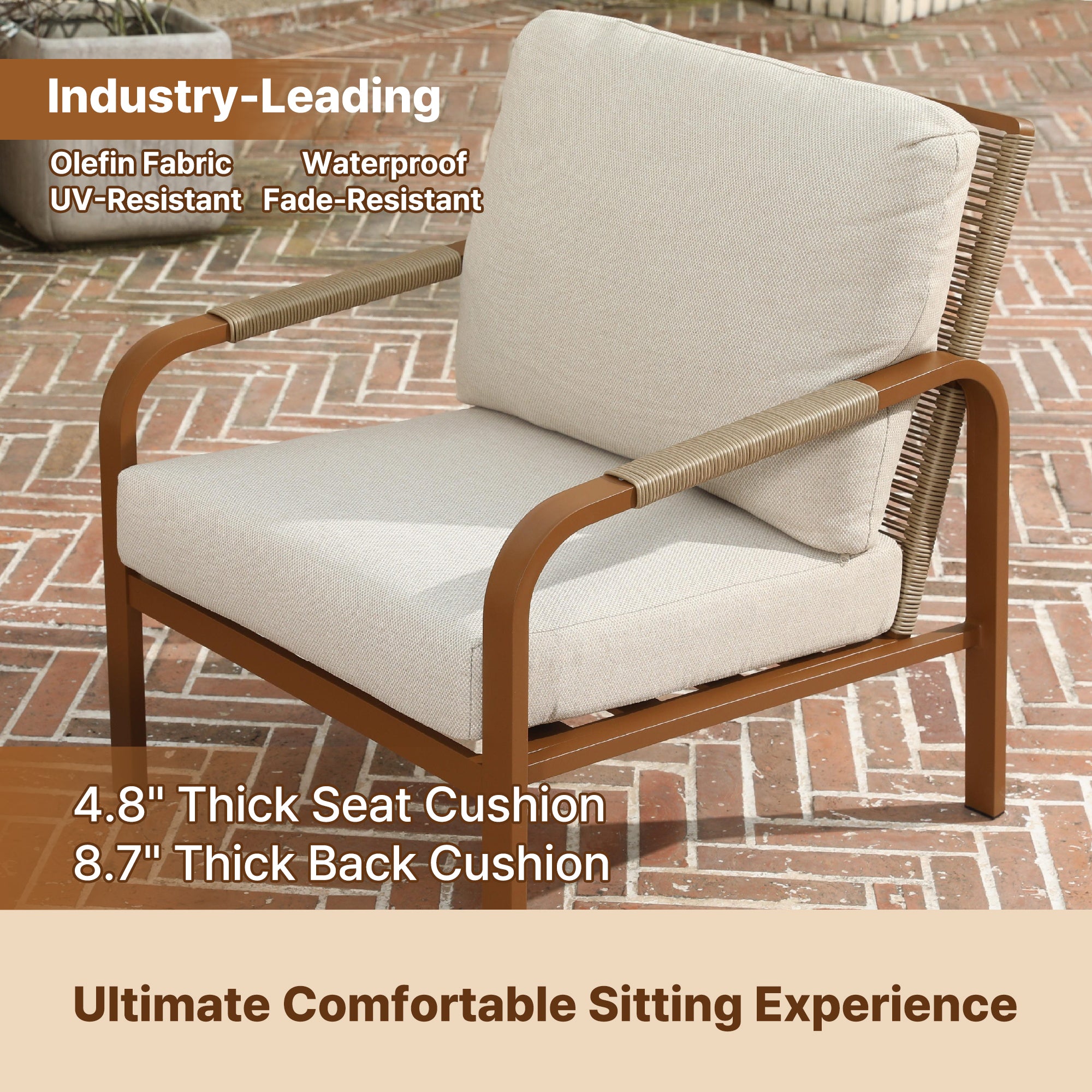 5-Piece Outdoor Patio Sofa Set with Side Table – Hand-Woven Rattan Design, Aluminum Frame, Waterproof Cushions, Perfect for Terrace, Porch, and Balcony (Beige)