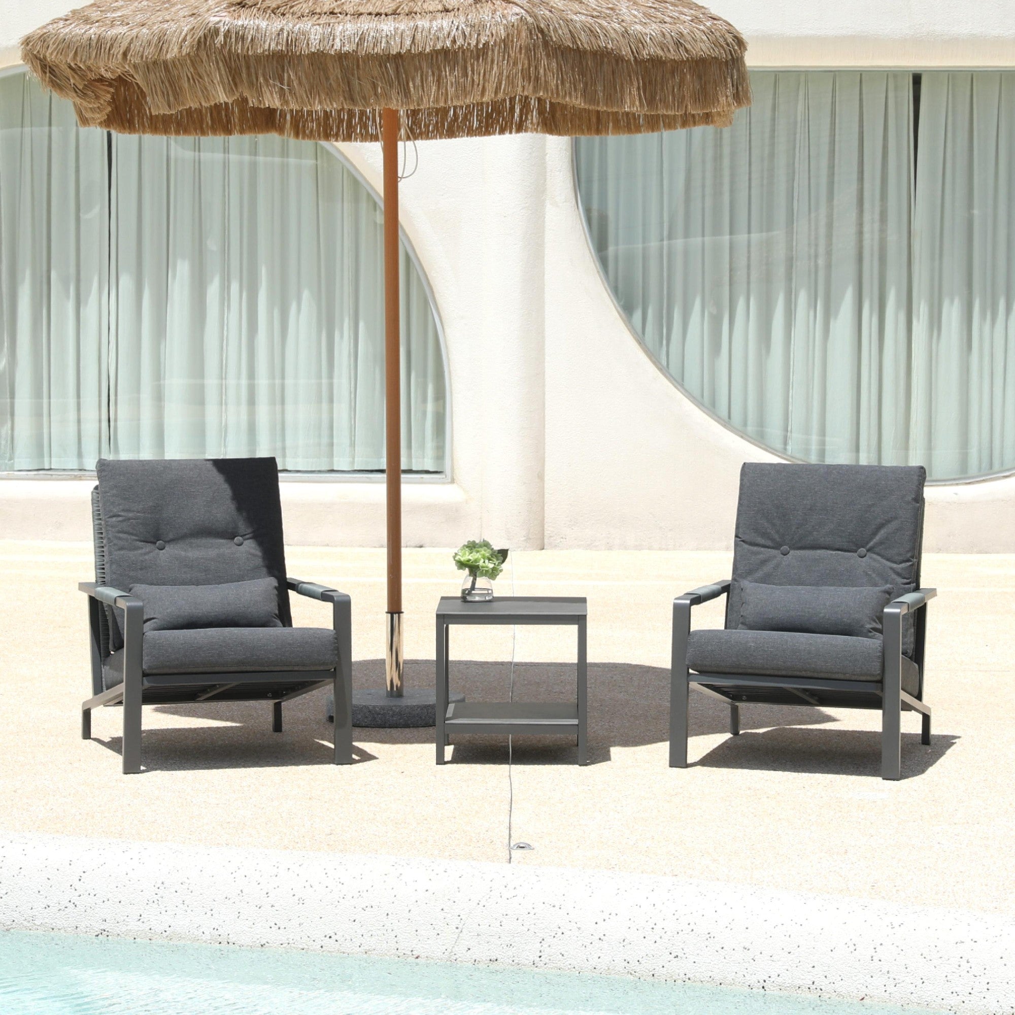 Patio Furniture Set, 3 Pieces Outdoor Patio Furniture with Coffee Table Set, Metal Patio Conversation Sets with Washable and High-Resiliency Sponge Cushions,Upgarded Grey