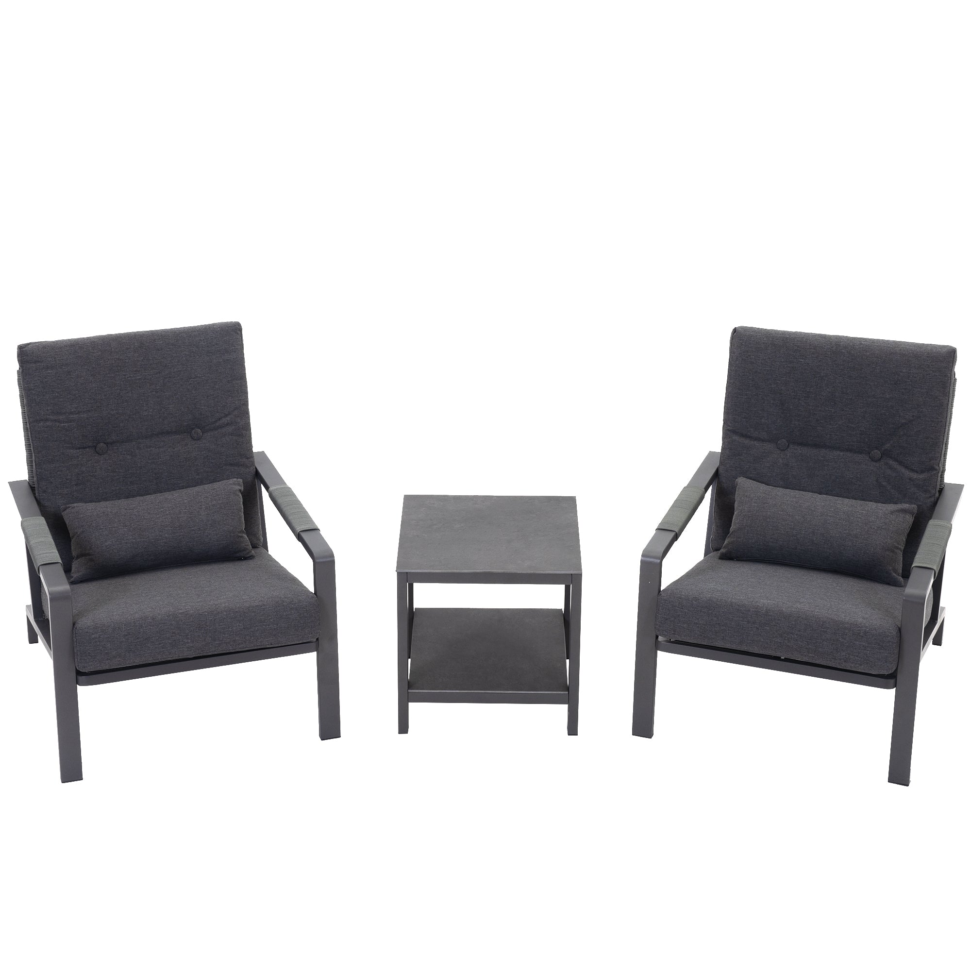 Patio Furniture Set, 3 Pieces Outdoor Patio Furniture with Coffee Table Set, Metal Patio Conversation Sets with Washable and High-Resiliency Sponge Cushions,Upgarded Grey