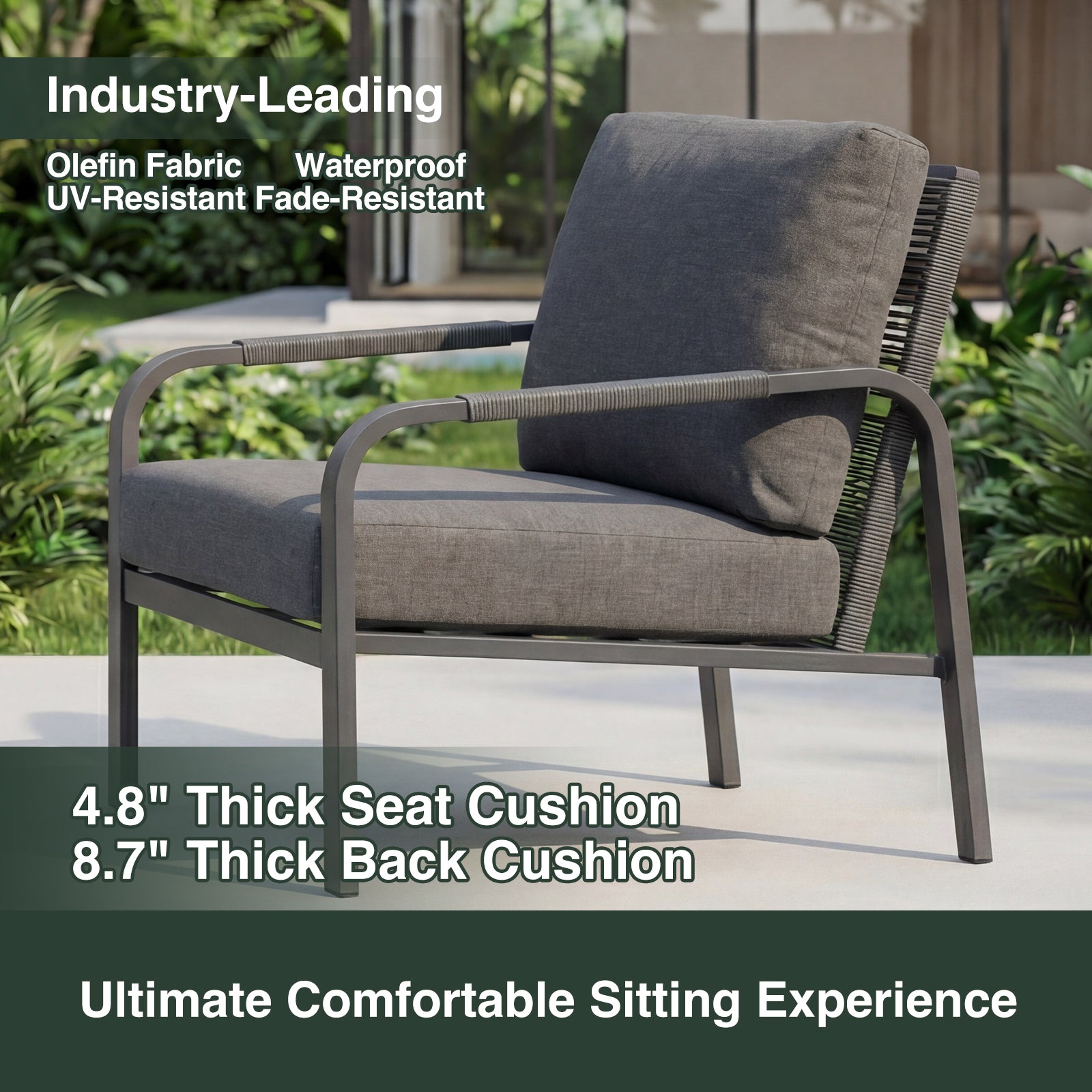 Aluminum Patio Conversation Set, 4-Piece Outdoor Furniture with Coffee Table, Loveseat and Cushions, All-Weather Sofa Set, Grey